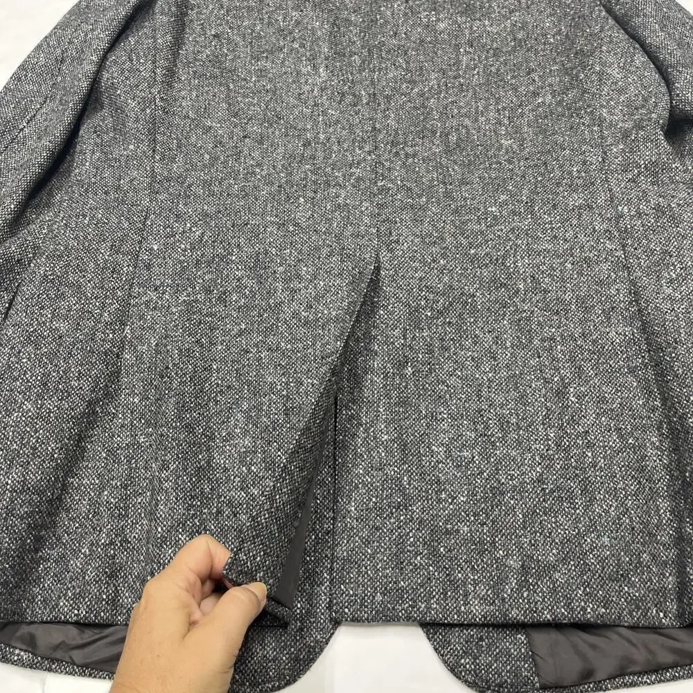 Vintage Stafford Executive Tweed Wool Blazer Jacket Size 46L Black Gray Preppy